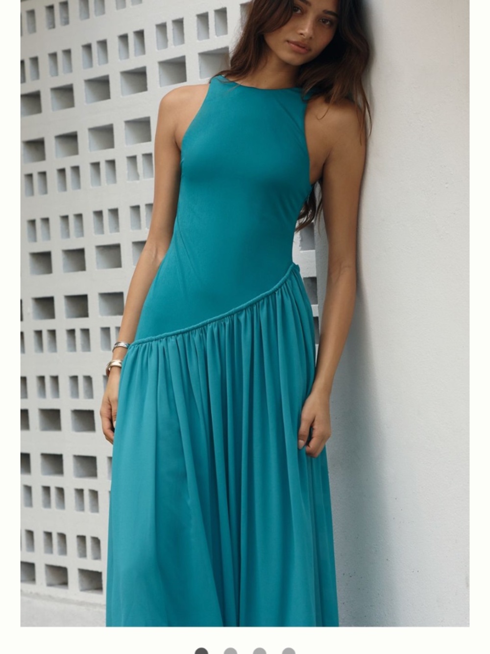 Anthropologie Siempre Asymmetric Halter Maxi Dress Size S/M